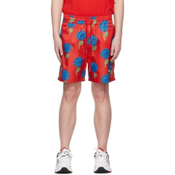 Red Printed Shorts 231202M193005