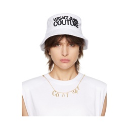 White Embroidered Bucket Hat 231202F015002