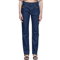 Blue Icon Buckle Jeans 221202F069014