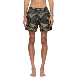 Green Camouflage Swim Shorts 241669M208001