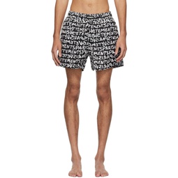 Black Printed Swim Shorts 241669M208000