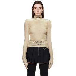 Beige Printed Turtleneck 241669F099002