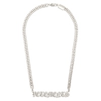 Silver Gothic Logo Necklace 241669M145003