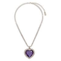 Silver   Purple Crystal Heart Necklace 241669M145005