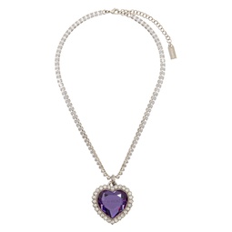 Silver   Purple Crystal Heart Necklace 241669M145005
