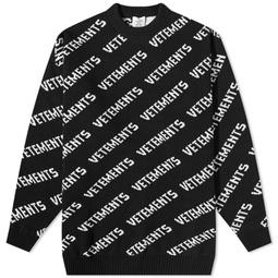 VETEMENTS Monogram Crew Knit Black & White