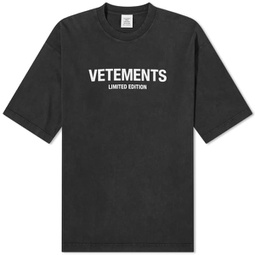 VETEMENTS Limited Edition Logo T-Shirt Washed Black