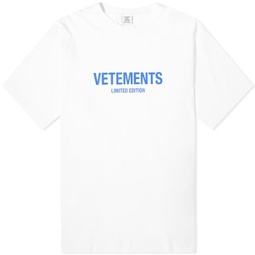 VETEMENTS Limited Edition Logo T-Shirt White & Blue