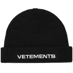 VETEMENTS Logo Beanie Hat Black