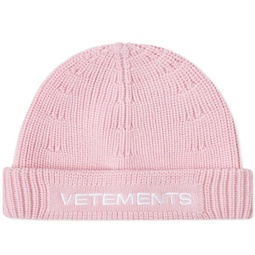 VETEMENTS Logo Beanie Hat Baby Pink