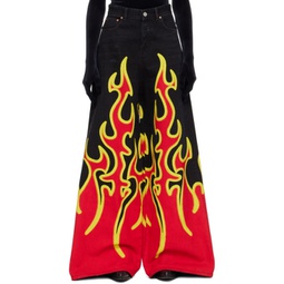 Black & Red Fire Big Shape Jeans 241669F069004