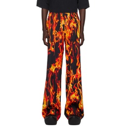Black & Orange Fire Sweatpants 232669M190001