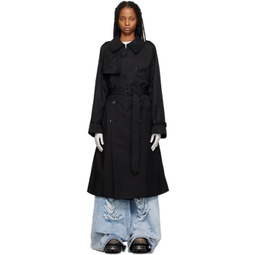 Black Double-Breasted Trench Coat 231669F067000