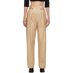 Beige Gathered Waist Trousers 241784F087003