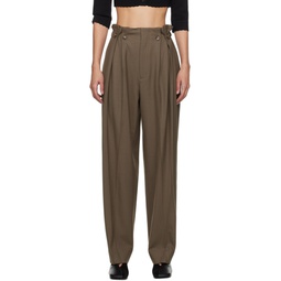 Khaki Gathered Waist Trousers 241784F087002