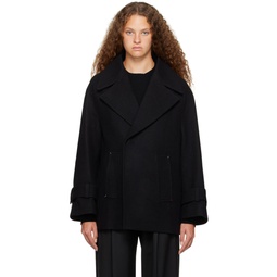 Black Oversized Peacoat 232784F059000