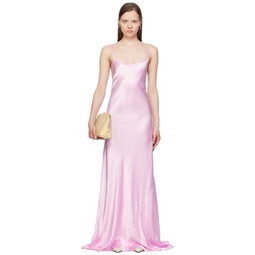 Pink Low Back Maxi Dress 241784F055002