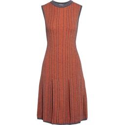 Pleated wool and cotton-blend jacquard dress