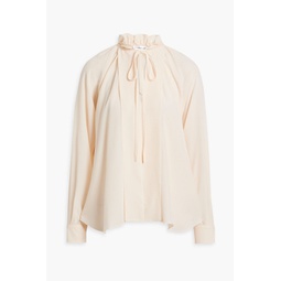 Ruffled silk crepe de chine blouse