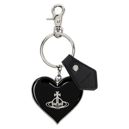 Black   Silver Mirror Heart Orb Keychain 241314M148017