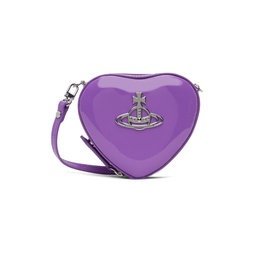 Purple Shiny Mini Heart Crossbody Bag 241314F048014