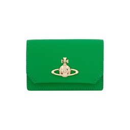 Green Saffiano Business Card Holder 241314M163067