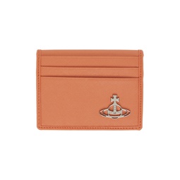 Orange Saffiano Card Holder 241314M163059