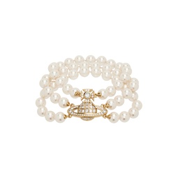 White Graziella Three Row Pearl Bracelet 241314F023046