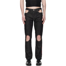 Black Cutout Jeans 231314M186000