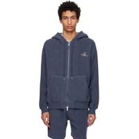 Blue Embroidered Hoodie 231314M202001