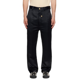 Black Creased Trousers 222314M191021