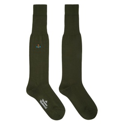 Khaki Plain Socks 231314F076004