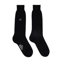 Black Uni Color Plain Socks 241314M220028