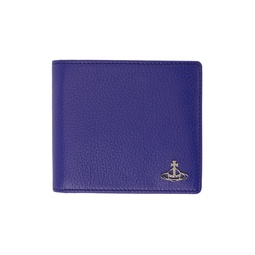 Blue Leather Bifold Wallet 231314M164003