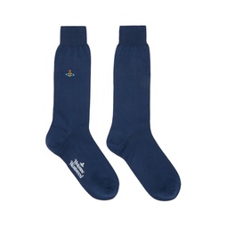 Blue Plain Socks 231314F076001
