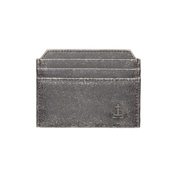 Gray Distressed Leather Slim Card Holder 241314M163033