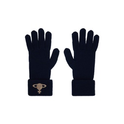 Navy Embroidered Orb Gloves 232314M135005