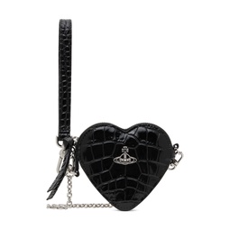 Black Heart Wristlet Pouch 241314M171001