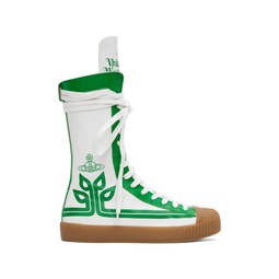 White   Green Boxing Sneakers 241314F127001