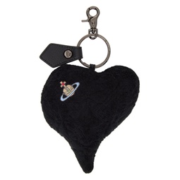 Black Towelling Plush Heart Keychain 241314F025010