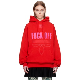 Red Embroidered Hoodie 241254F097006