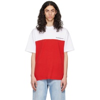 Red   White Colorblocked T Shirt 231254M213012
