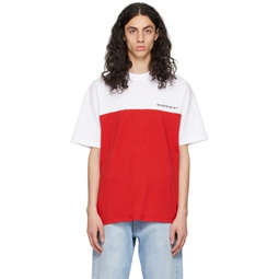 Red   White Colorblocked T Shirt 231254M213012