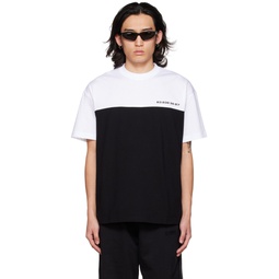 Black   White Numbered Color Block T Shirt 222254M213041