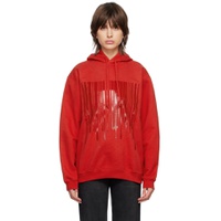 Red Dripping Barcode Hoodie 231254F097002