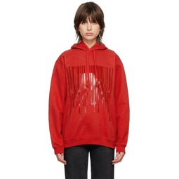 Red Dripping Barcode Hoodie 231254F097002
