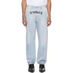 Blue Embroidered Jeans 241254M186009