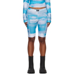 Blue Printed Bike Shorts 222254F541001