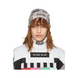 White Barcode Monogram Beanie 221254F014002