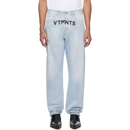 Blue Embroidered Jeans 241254M186009